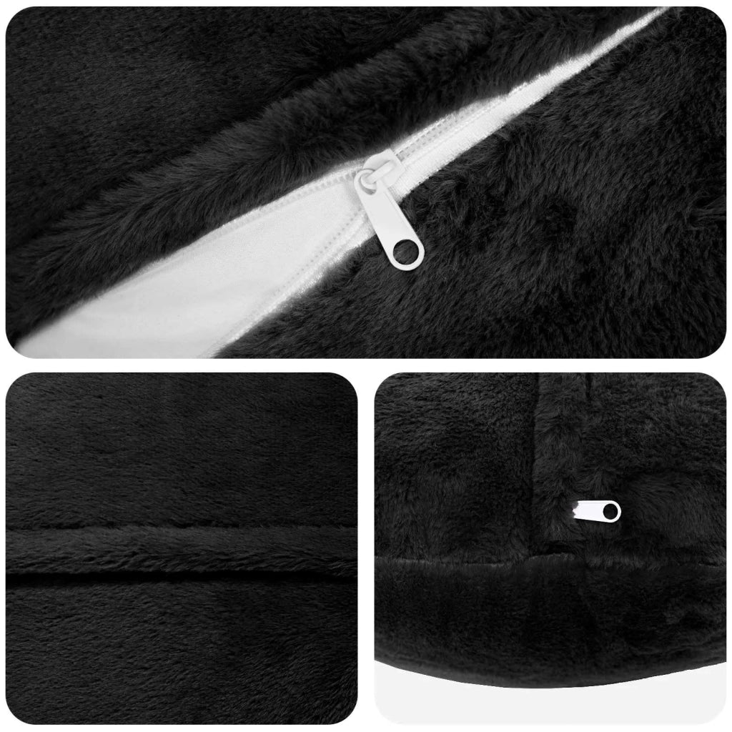 Federa 2 pz HEERLEN Nero Ø 40 cm Pelliccia di Coniglio Finta 922485