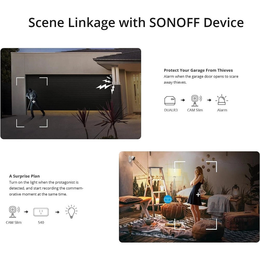 Trade Shop - Smart Camera Mini Telecamera Visione Notturna Alexa Google 1080p Wifi Sonoff S-cam -