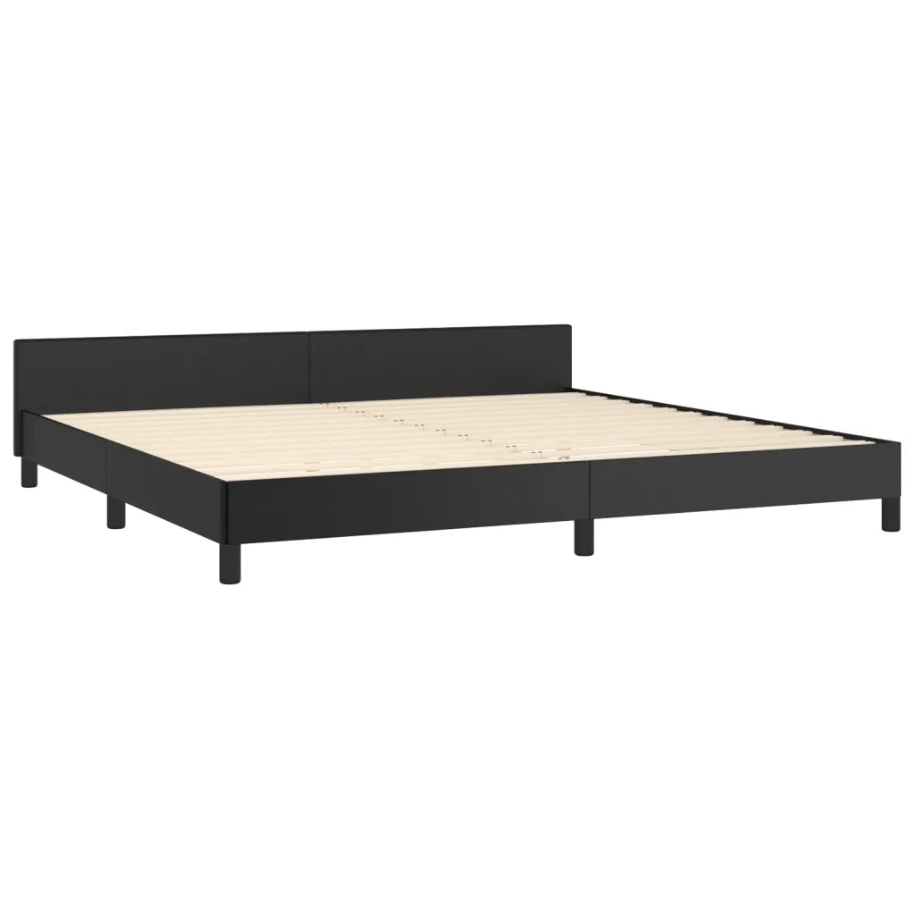 Giroletto con Testiera-Struttura Letto con testiera Nero 200x200 cm in Similpelle 596701