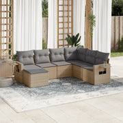 Set Divani da Giardino 7 pz con Cuscini Beige in Polyrattan 3220498