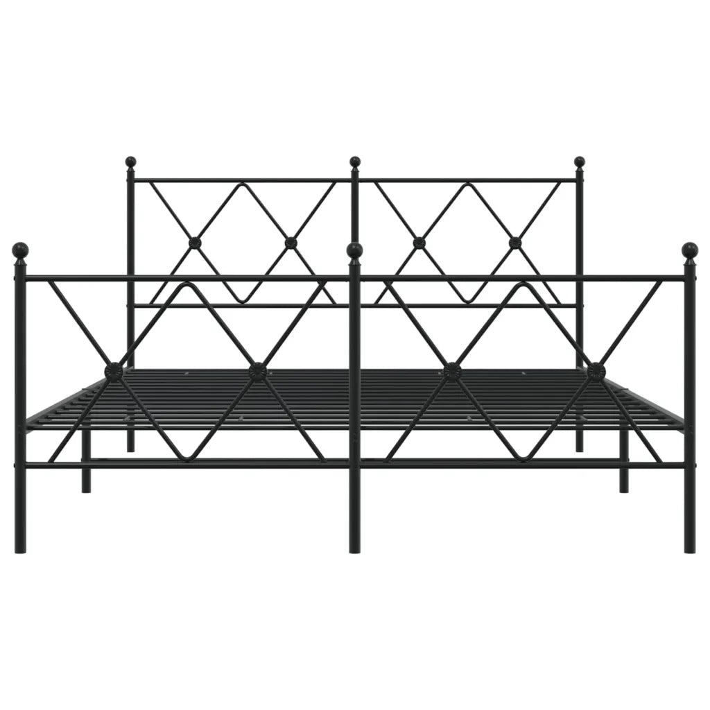 Giroletto con Testiera e Pediera Metallo Nero 140x200 cm 376521
