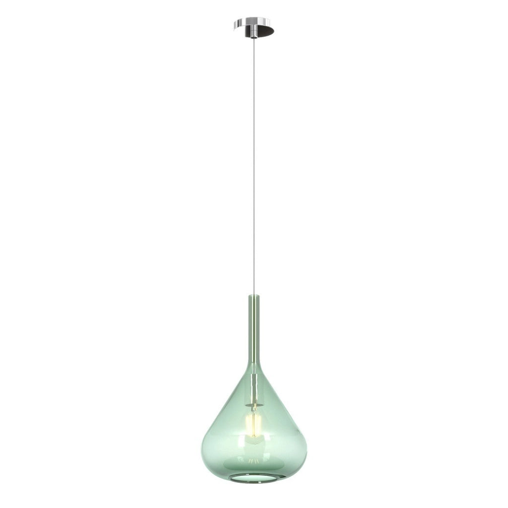 Lampadario a sospensione moderno Kona 1 luce vetro verde - Attacco E27 - Regolabile fino a 250cm d.20