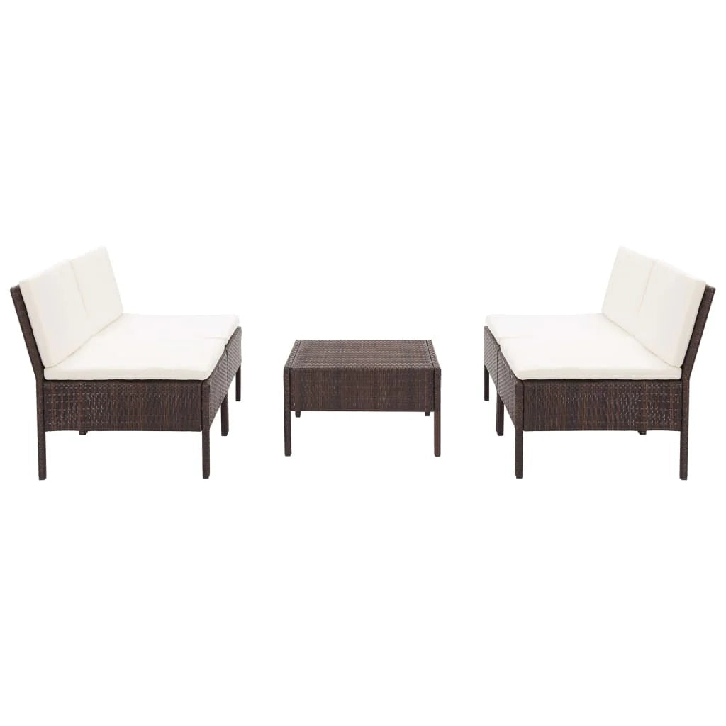 Mobili da giardino mobili da esterno Set di mobili da 5 pezzi con cuscini in resina intrecciata marrone 02_0016461