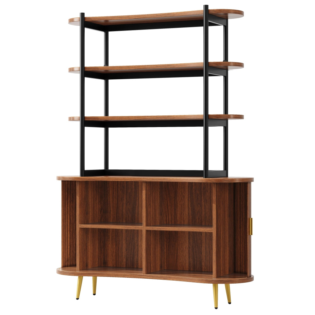Credenza con ante a serranda e 4 ripiani - per soggiorno - in MDF - 120x40x183 cm - legno