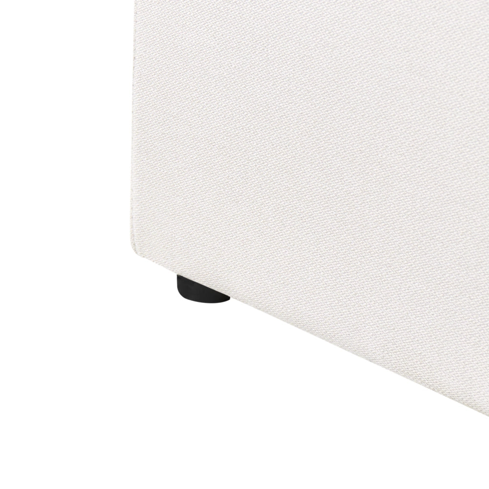Letto Matrimoniale con Contenitore in tessuto bianco sporco 140 x 200 cm con testiera a doghe