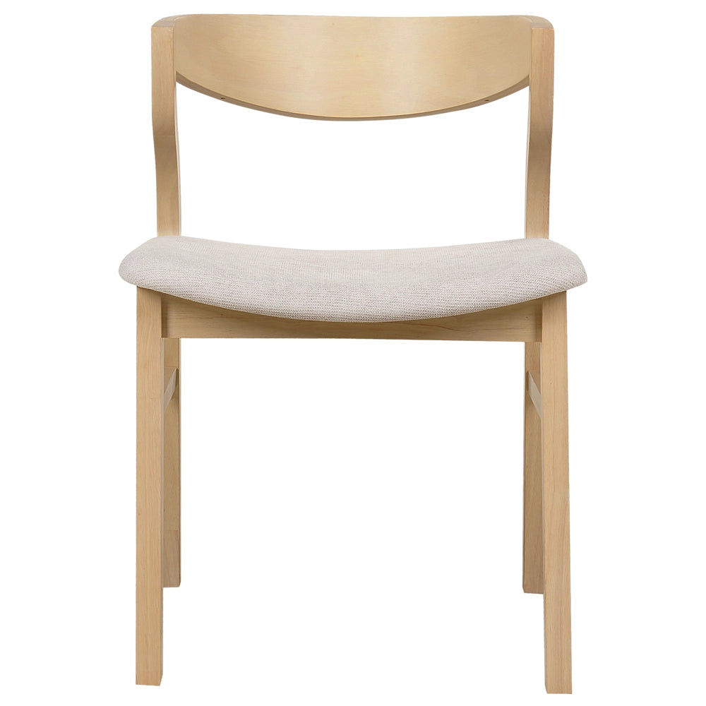 Set di 2 sedie da pranzo retrò imbottite legno chiaro e beige gambe in legno di caucciù stile retrò tradizionale