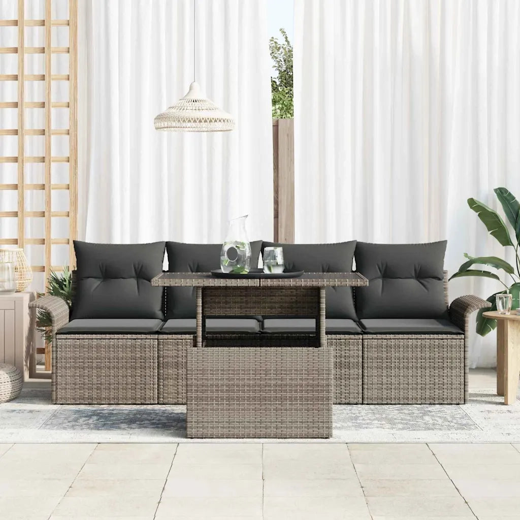 Set Divano da Giardino con cuscino 5 pcs Grigio polyrattan 3348185