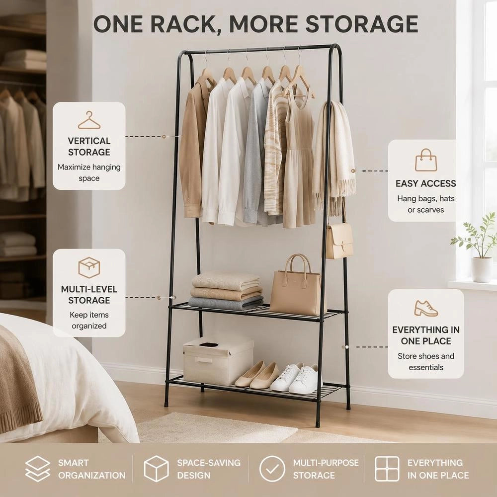 Clothes Rack 59 X 35 X 150 Cm Black