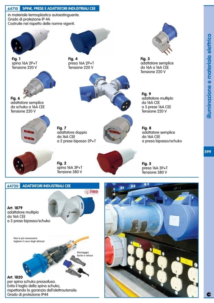 1pz adattatore industriale con 3 prese schuko cod:ferx.94494
