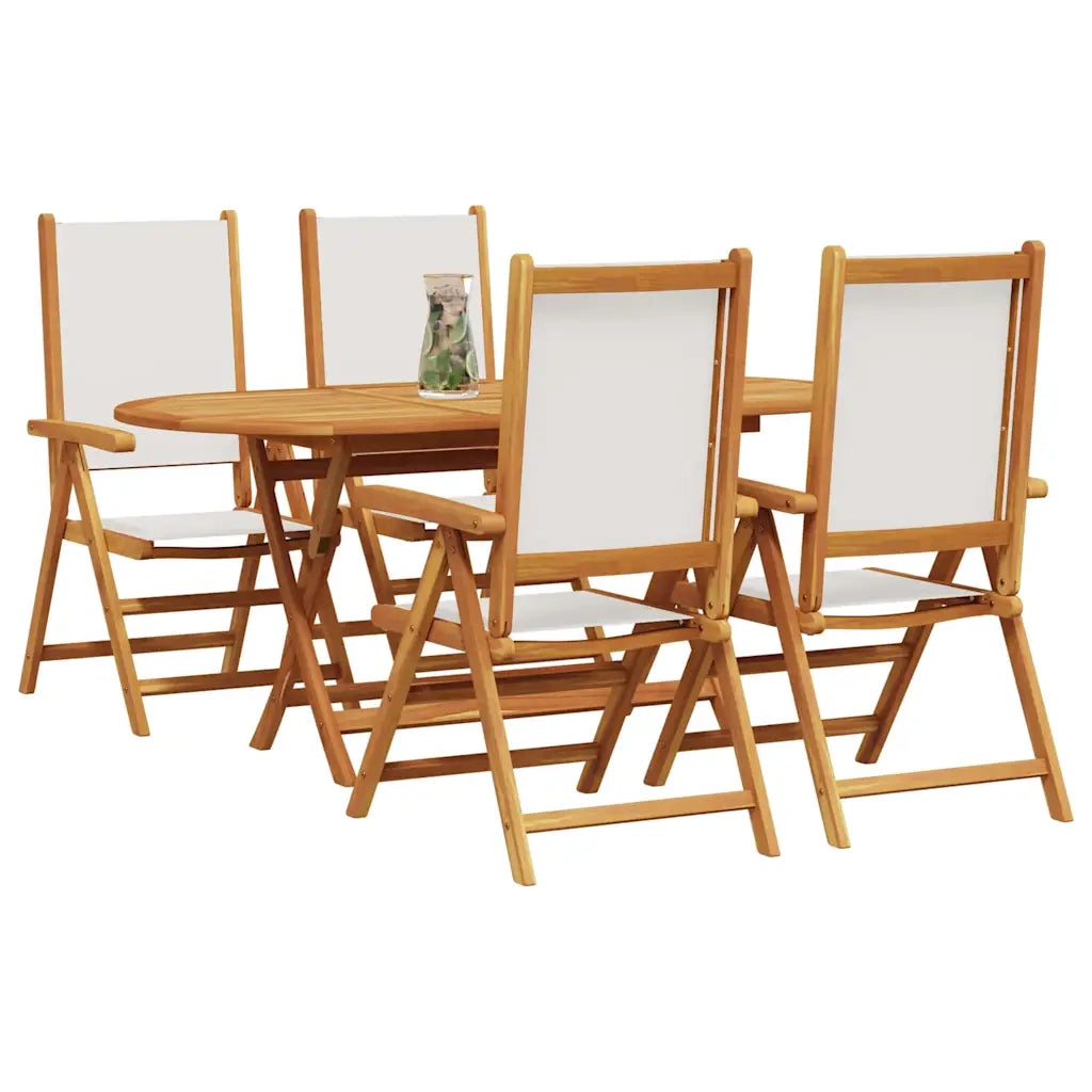 Set da Pranzo per Giardino 5 pcs Bianco Crema