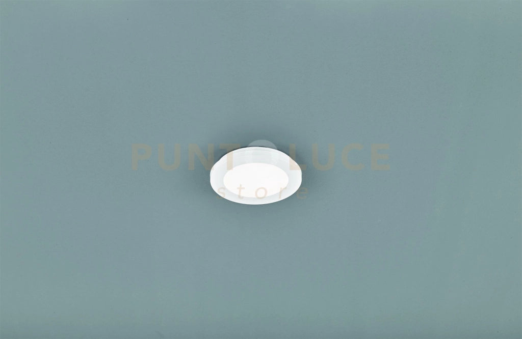CAMILLUS PLAFONIERA LED TONDA METALLO BIANCO OPACO CON FUNZIONE DIMMERABILITA' CON NORMALE INTERRUTTORE A PARETE IP44 D. 17CM LED 9 W · 1.000 lm · 3.000 K