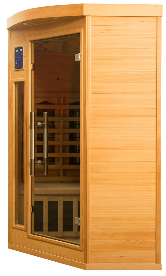 Sauna Finlandese ad Infrarossi 2/3 Posti 120x120 cm H190 in Legno di Abete Apollon 2C