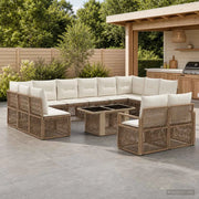 Set Divano da Giardino 13 pz Beige e Bianco Crema polyrattan 3437166