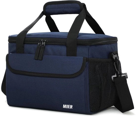 Borsa termica per uomini, borsa pranzo, borsa pranzo morbida con cinturino per spalle per adulti, lavoro, auto, spiaggia, picnic, viaggi, blu - 15L