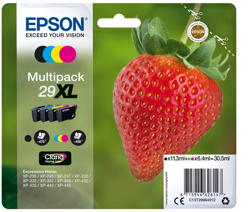 Epson Strawberry 29XL CMYK cartuccia d'inchiostro 1 pz Originale Resa elevata (XL) Nero, Ciano, Magenta, Giallo