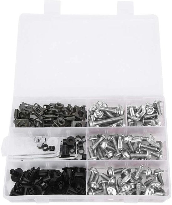 Set di viti per pannelli da 198 pezzi - M5/M6 viti - Accessori motori - Elementi di fissaggio - Materiale ABS/Aluminium