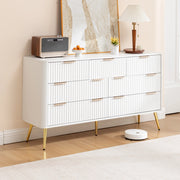Settimanale con 7 cassetti e chiusura ammortizzata, maniglie in metallo, per ingresso, in MDF bianco, 145 × 40 × 80 cm
