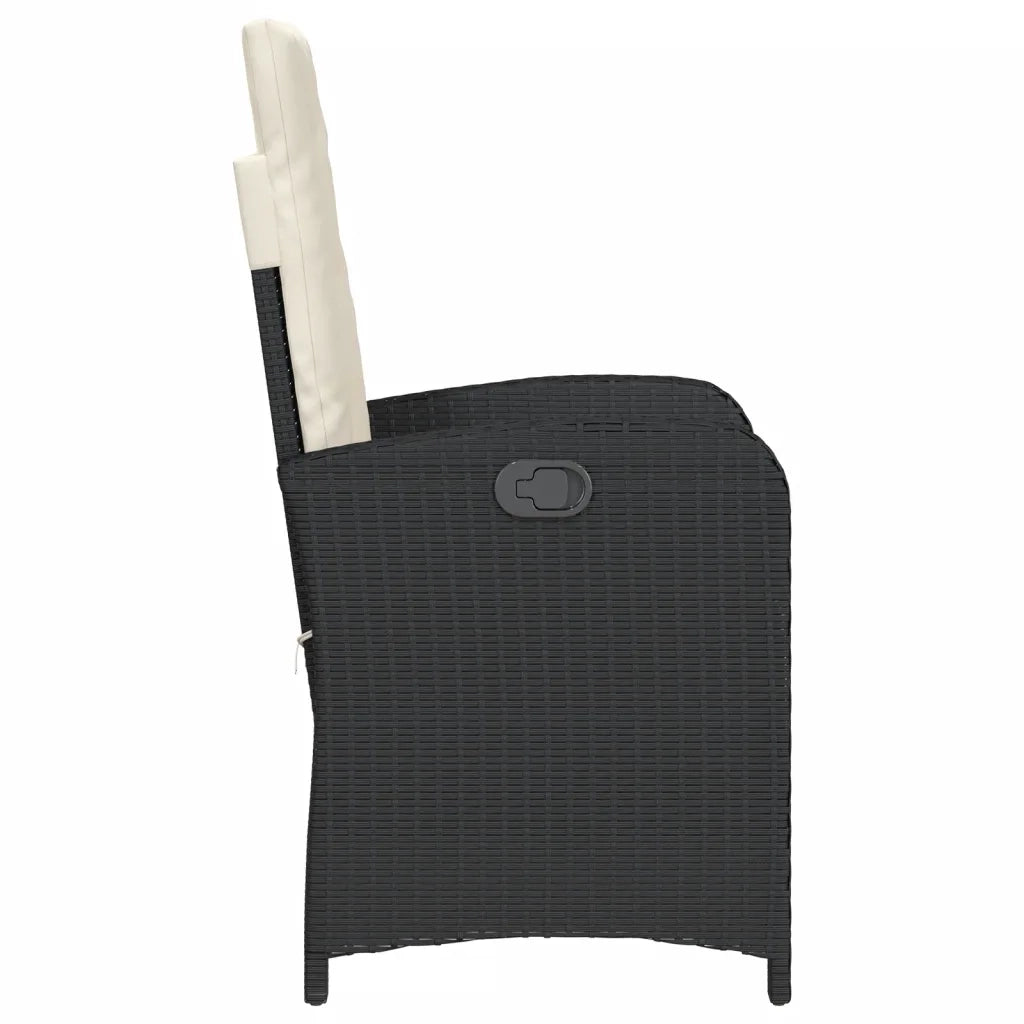 Sedia Reclinabile da Giardino | Sedie da Esterno con Cuscini Nera in Polyrattan