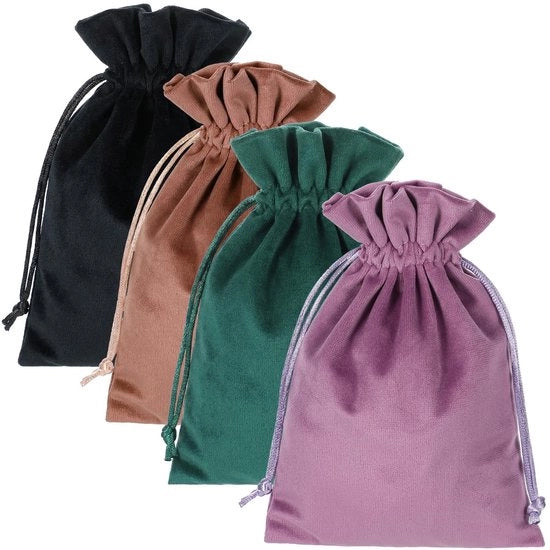 Set di borse di regalo 4 pezzi - Borse di velluto 7,08 x 13 cm - Cordino - Piccola borsa - Per tarocchi/runi/oggetti da collezione - Materiali morbidi - Borsa da collezione