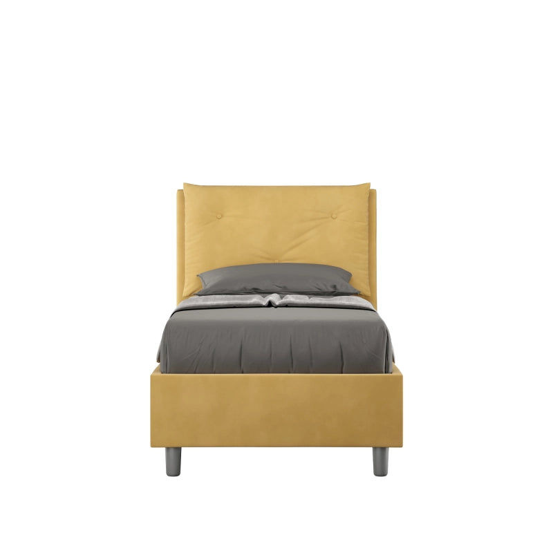 Letto imbottito Singolo 80x190 cm Appia - Con rete,Microfibra,Ocra