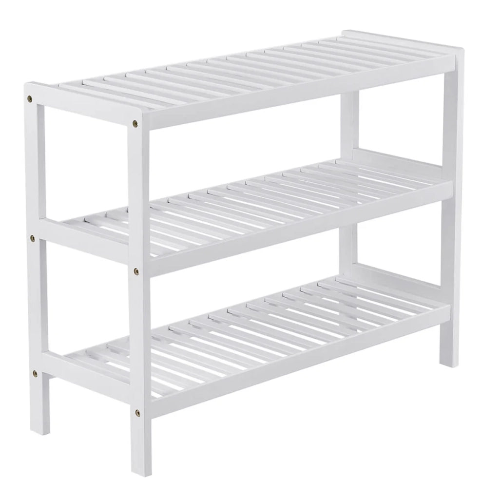 Scarpiera/scaffale portaoggetti in bambù a 3 ripiani 70 x 26 x 55 cm bianco 12_0005493