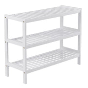 Scarpiera/scaffale portaoggetti in bambù a 3 ripiani 70 x 26 x 55 cm bianco 12_0005493