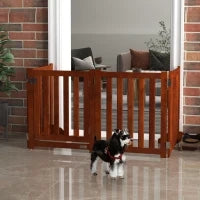 Barriera di Sicurezza per Cani per Scale e Porte Design Pieghevole e Supporto a Piedi 205x30x60 cm Marrone