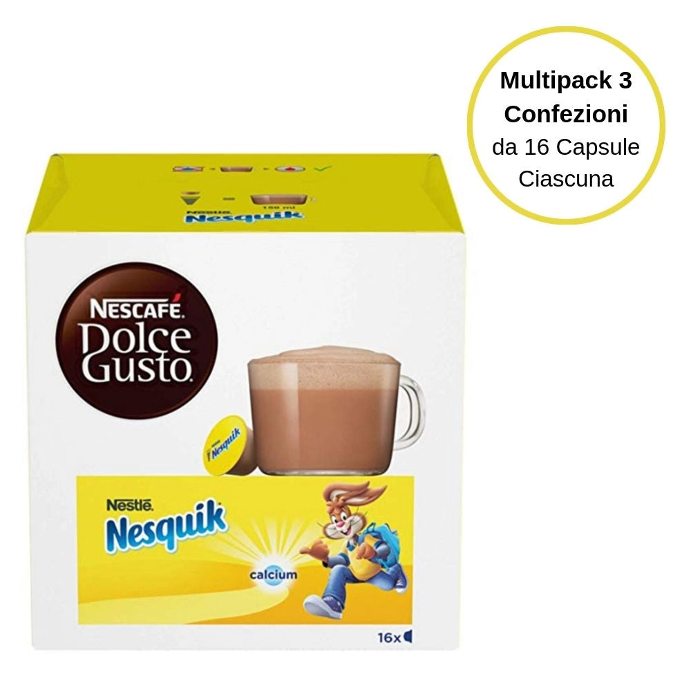 Nescafe' dolce gusto nesquik latte al cioccolato in capsule multipack 3 confezioni da 16 capsule ciascuna