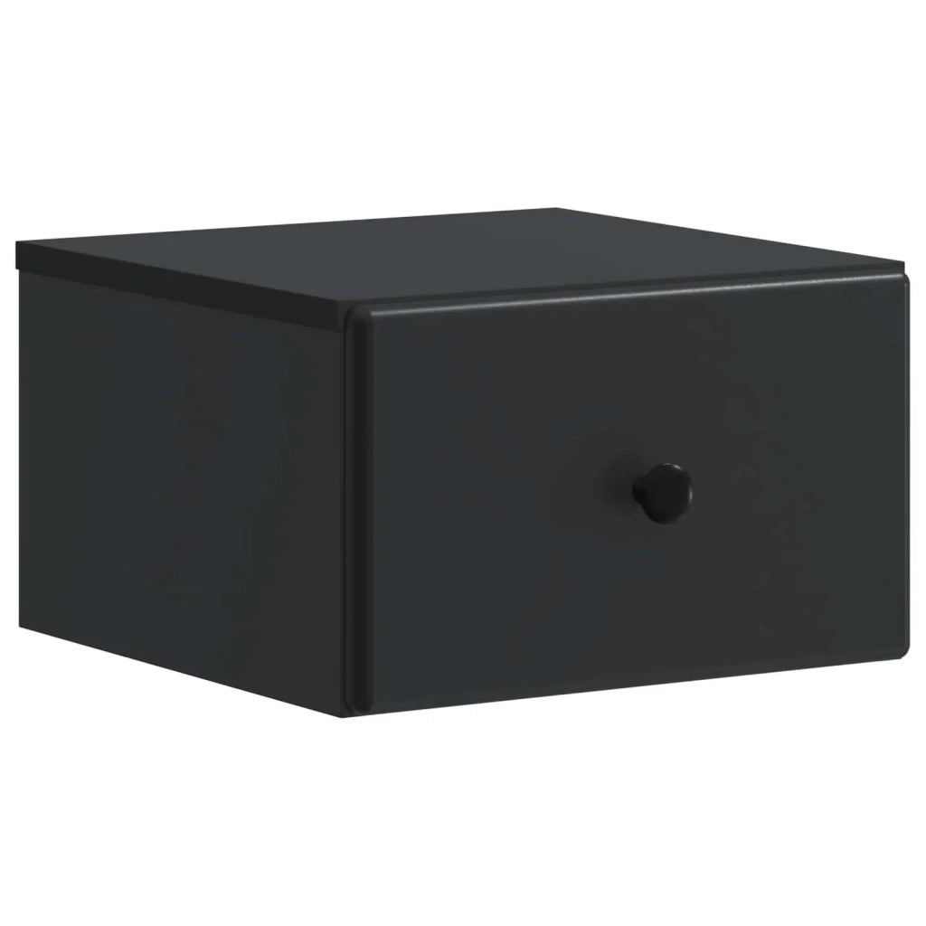 Comodino | Armadio da Notte | Mobiletto da notte a muro con cassetto Nero 34,5 x 33 x 20 cm