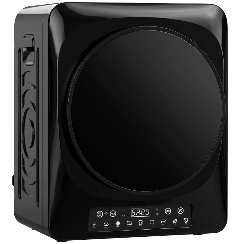Asciugatrice compatta a ventilazione da 1000 W con modalit¨¤ extra dry ed ECO, timer e impostazioni di temperatura, nera