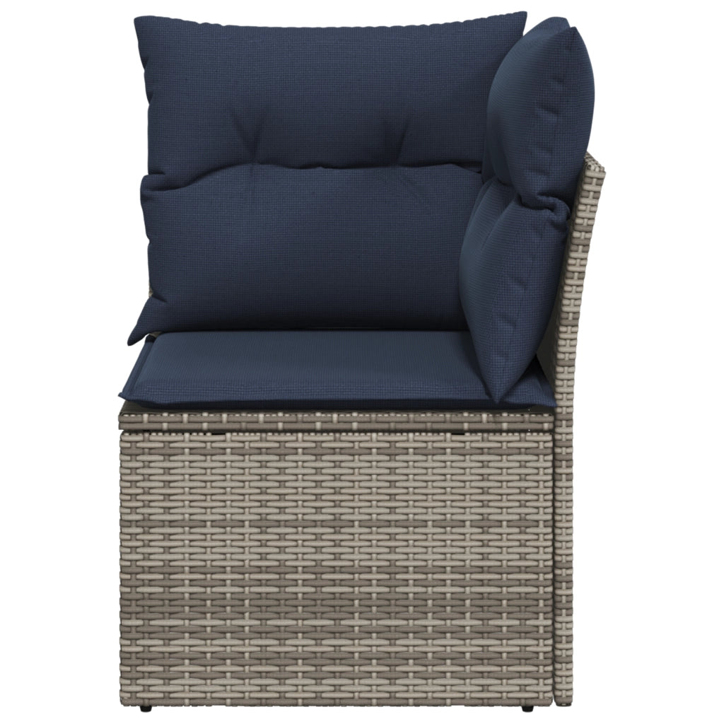 Divano Angolare da Giardino con Cuscini Grigio in Polyrattan 366148
