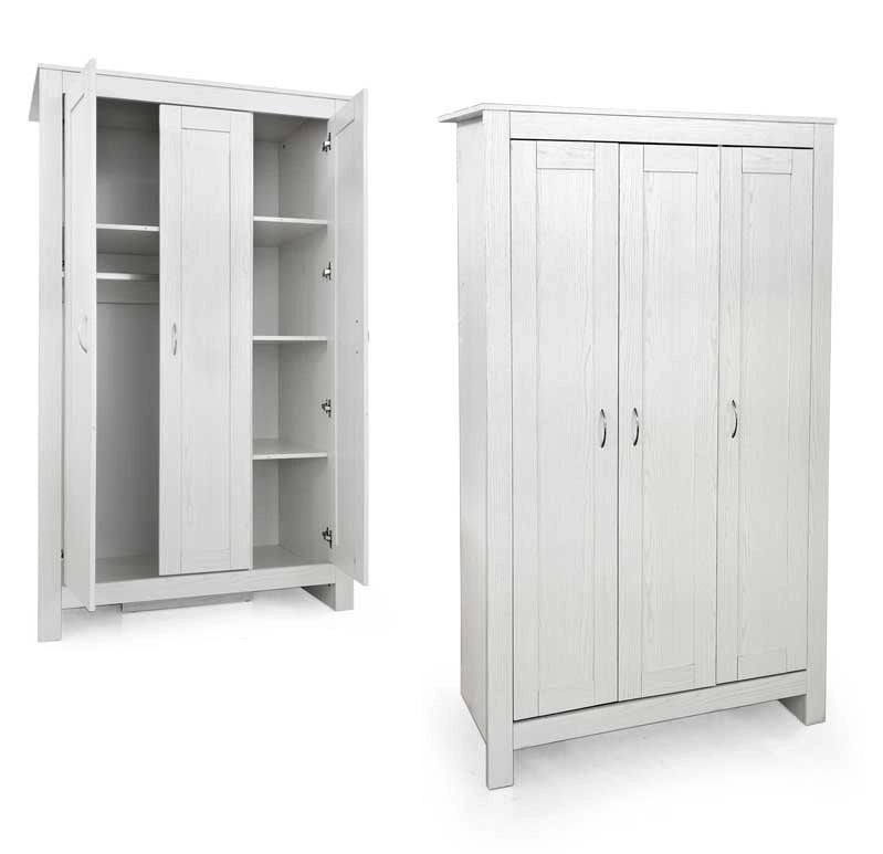 ARMADIO IN MDF TRUCIOLARE CON RIPIANI INTERNI E 3 ANTE 109X52X180 CM BIANCO