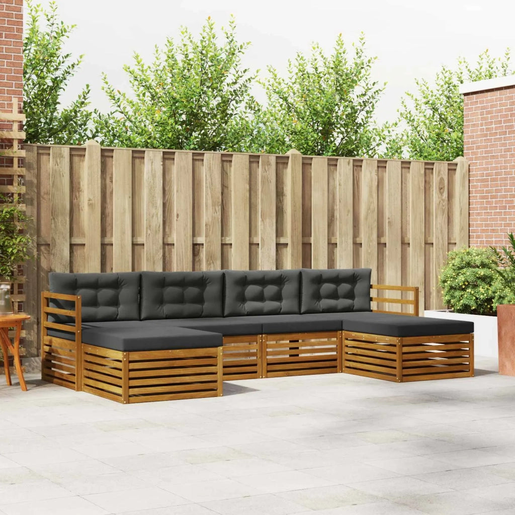 Set divani 6 pcs Naturale e Antracite Legno di Acacia Massello 3373882