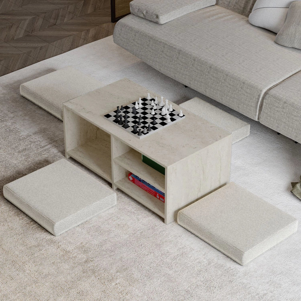 Tavolino in legno "Gord" - 90 x 45 x 44 cm - Travertino