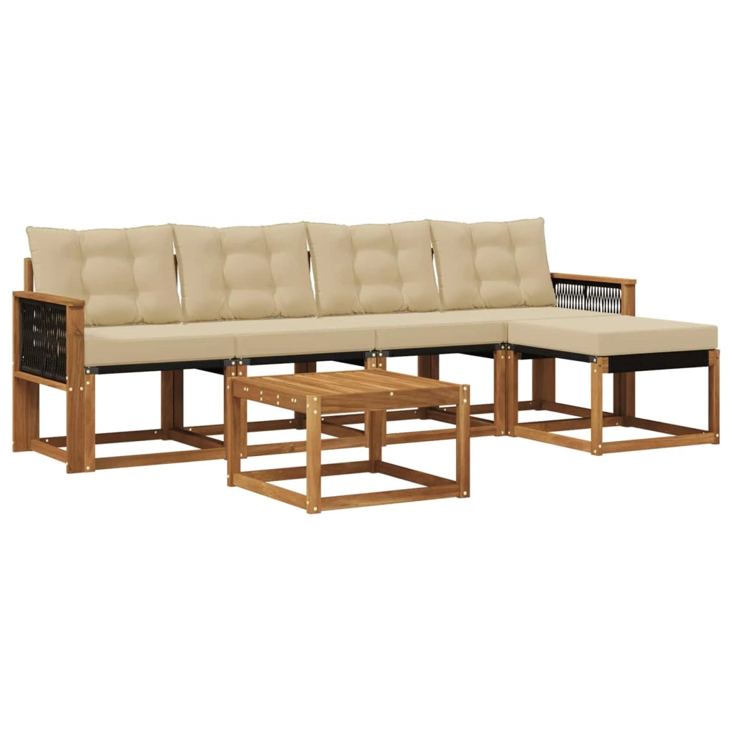 Set di divani da esterno 6 pz Naturale e Beige 3381905