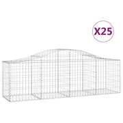 Cestini gabbioni recinzione a gabbia muro di contenimento ad arco 25 pezzi 200 x 50 x 60/80 cm ferro zincato argento 02_0040684