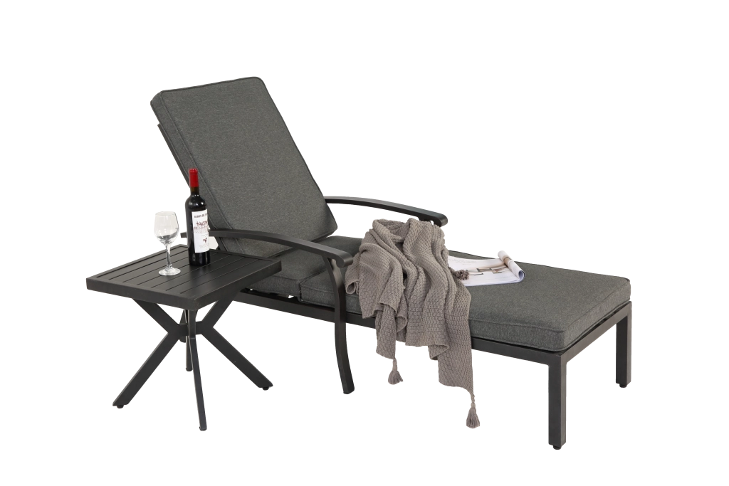 Chaise Longue da Giardino con Cuscini ¨C MINIMAL ¨C Alluminio, Grigio
