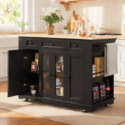 ISOLA CUCINA 151,5x60x91,7 cm Nero/Naturale con piano ribaltabile