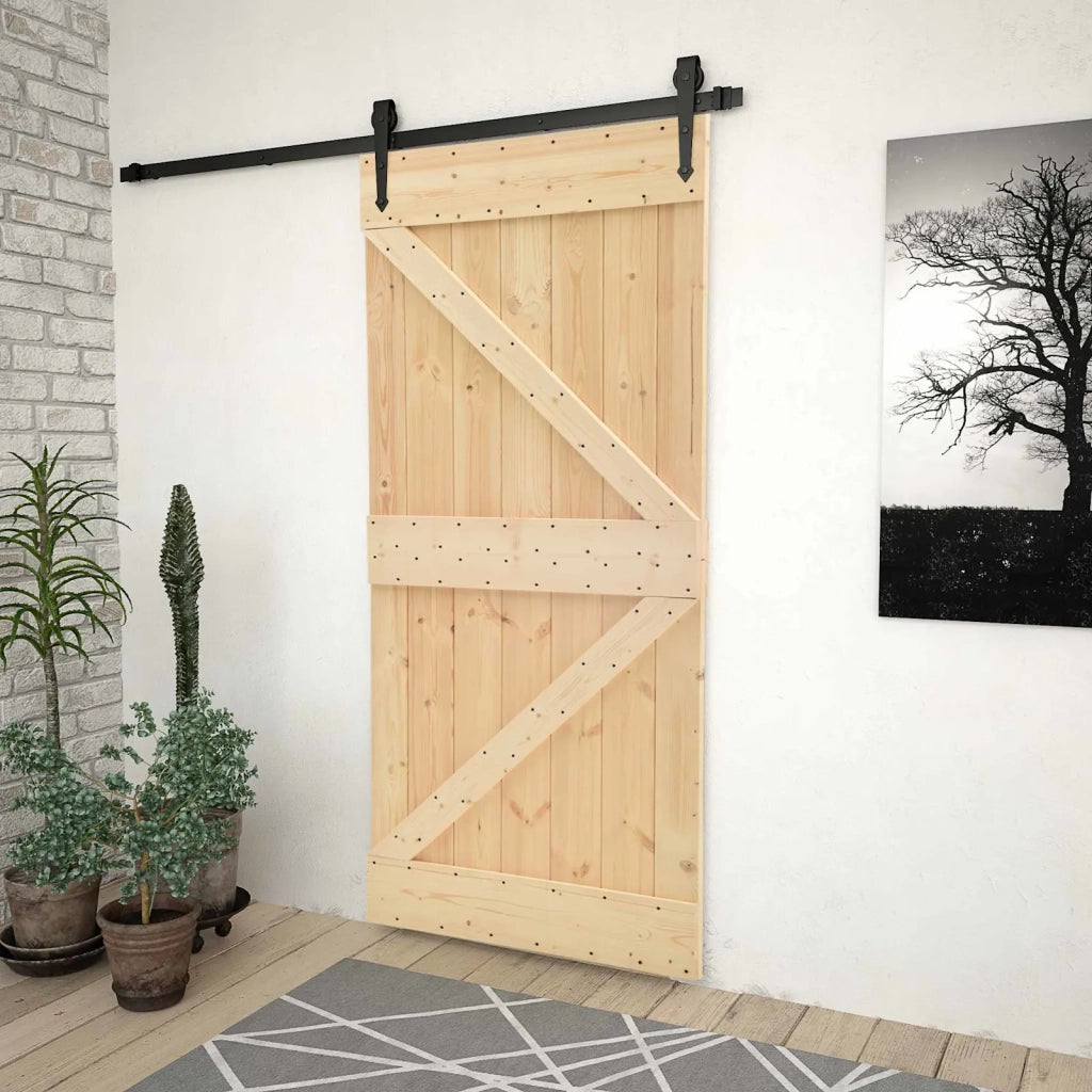 Porta scorrevole Naturale e Nero 80 x 210 cm