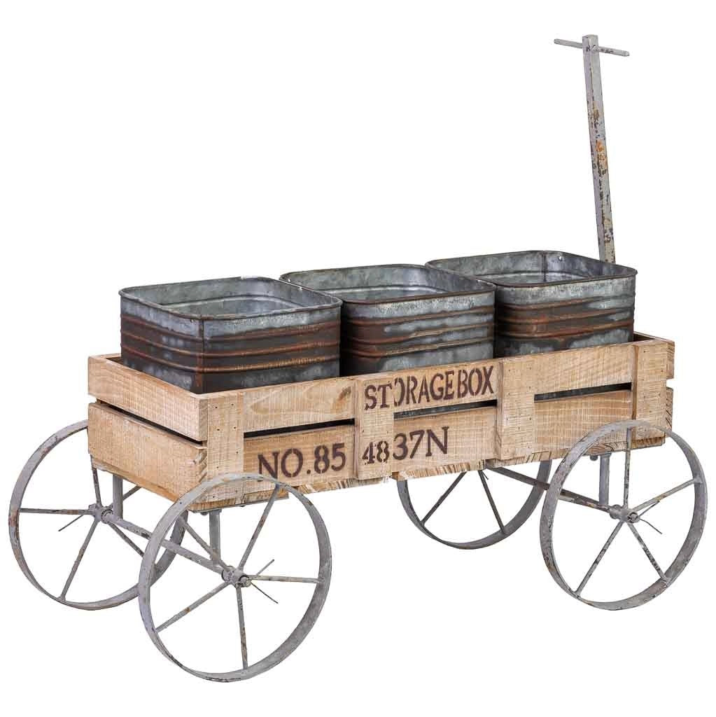 Carrello espositivo in legno e metallo marrone, 72,39x28,58x49,53 cm