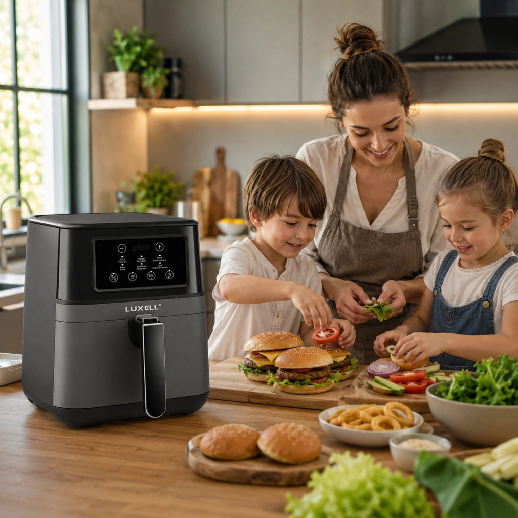 Friggitrice ad Aria 7.5 Litri 1850W Digitale Led 6 Programmi Senza Olio Nero