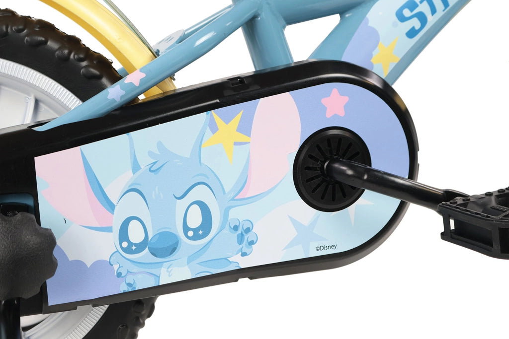 Bicicletta per Bambini 12" Disney Stitch Freno Caliper e Stabilizzatori in Acciaio Hi-Ten Azzurro