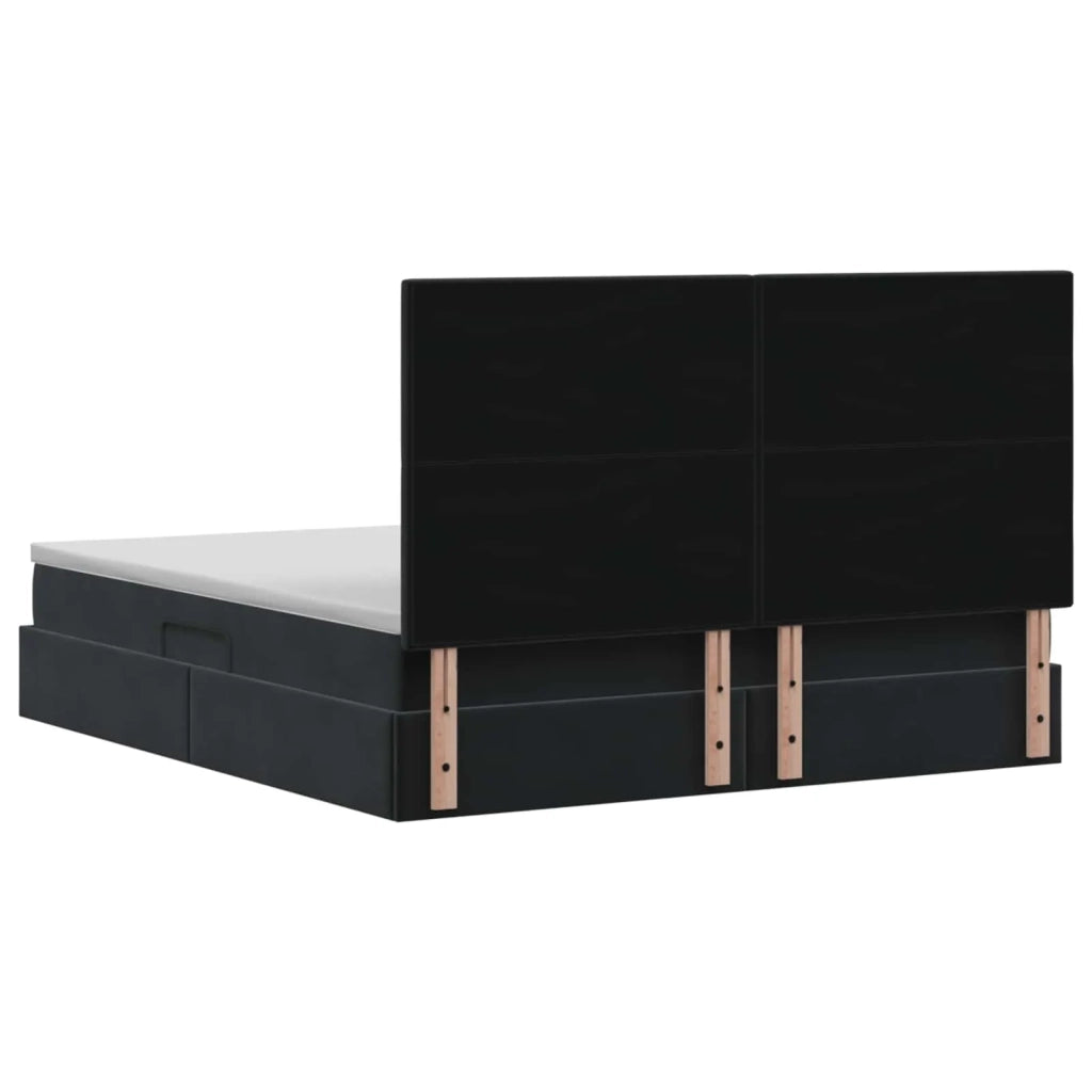 Letto con contenitore LED e materasso Nero 160 x 200 cm Velluto 3460082