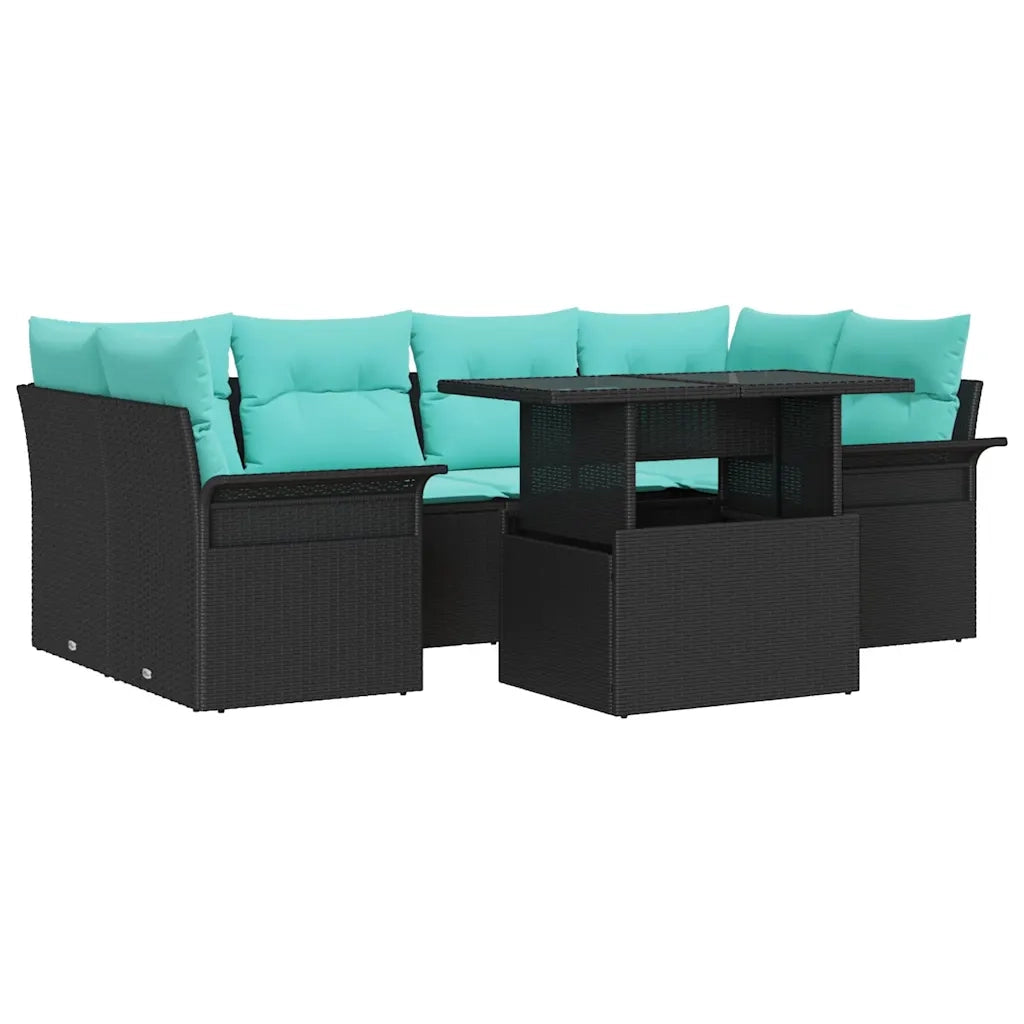 Set Divano da Giardino 7 pcs Nero Rattan in Polipropilene 3356959