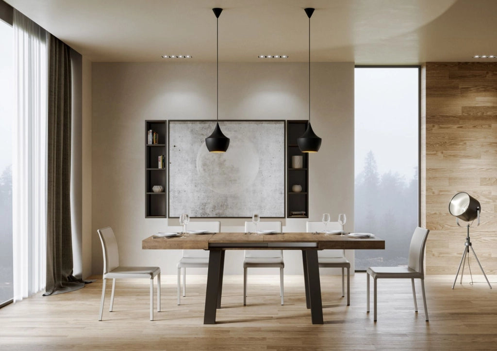 Tavolo Allungabile 140-400x90x77 cm Bridge Noce Telaio Antracite