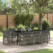 Set da Pranzo per Giardino 9 pcs Grigio polyrattan 3380628