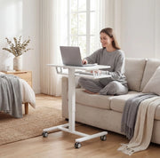 Scrivania regolabile 65x60 cm bianca – altezza regolabile, con rotelle