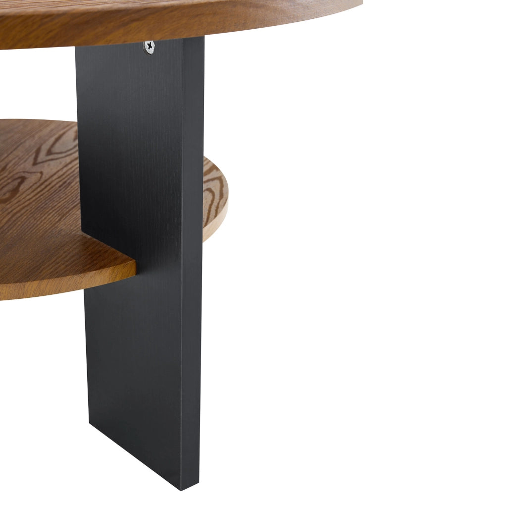 Set di 2 tavolini rotondi in MDF; resistenti ai graffi e all’umidità; noce e nero