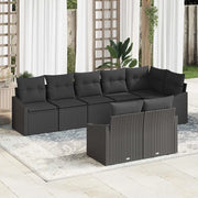 Set di divani con cuscino 8 pcs Nero polyrattan