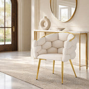 Sedia da pranzo set da 6 con schienale imbottito e piedini regolabili in Velluto Beige